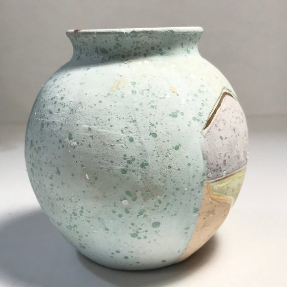 Vintage Mexican Tonala Pottery Vase Signed R. Gonza Artist Made in Mexico Pastel - Picture 6 of 14